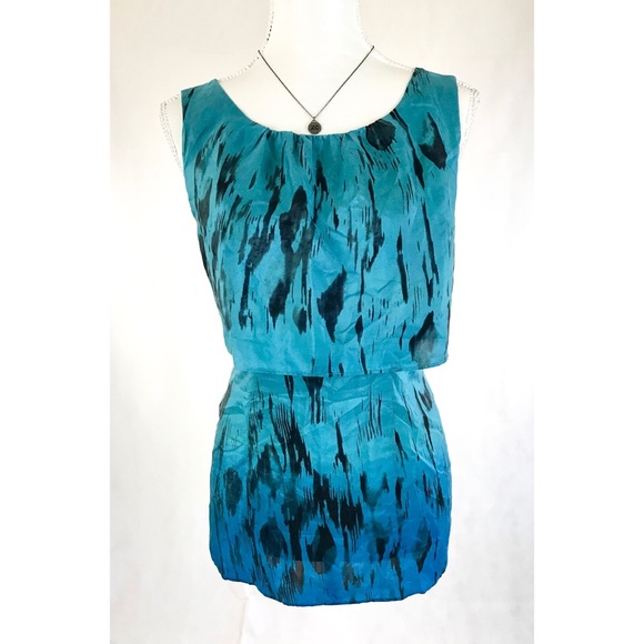 CAbi Tops - CABI Silk Blue Black Tiered Sleeveless Blouse